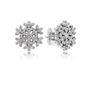 925 Silver Snowflake Earrings Clear CZ Women Jewelry Gift