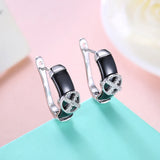 925 Silver Stud Earrings S925 Zircon Ceramic Lady Party Jewelry