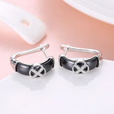 925 Silver Stud Earrings S925 Zircon Ceramic Lady Party Jewelry