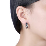 925 Silver Stud Earrings S925 Zircon Ceramic Lady Party Jewelry
