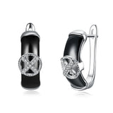925 Silver Stud Earrings S925 Zircon Ceramic Lady Party Jewelry
