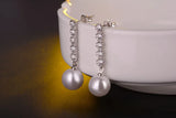 925 Silver CZ Zirconia Pearl Ball Stud Earrings for Women
