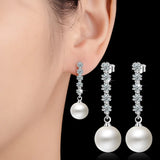 925 Silver CZ Zirconia Pearl Ball Stud Earrings for Women