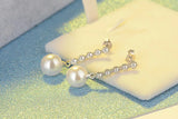 925 Silver CZ Zirconia Pearl Ball Stud Earrings for Women