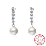 925 Silver CZ Zirconia Pearl Ball Stud Earrings for Women