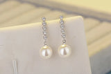 925 Silver CZ Zirconia Pearl Ball Stud Earrings for Women