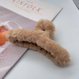 Winter Plush Hair Claw Crab Women Girls Hairpins Faux Fur Clip Barrette Headwear