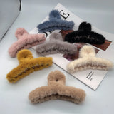 Winter Plush Hair Claw Crab Women Girls Hairpins Faux Fur Clip Barrette Headwear