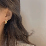 Artificial Pearl Metal Twist Hoop Earrings Party Jewelry Gift