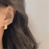 Artificial Pearl Metal Twist Hoop Earrings Party Jewelry Gift