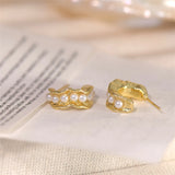 Artificial Pearl Metal Twist Hoop Earrings Party Jewelry Gift