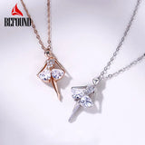 Ballet Dancer Pendant Necklace 925 Silver Real Rose Zircon Inlaid