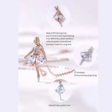 Ballet Dancer Pendant Necklace 925 Silver Real Rose Zircon Inlaid