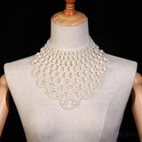 Pearl Shawl Necklace Hand Woven Retro Beaded Sweater Chain