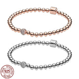 925 Sterling Silver Bead Chain Rose Bracelet for Charm Beads