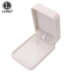 Beige Velvet Jewelry Display Case Wedding Ring Earrings Necklace Bracelet Storag