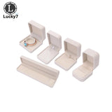 Beige Velvet Jewelry Display Case Wedding Ring Earrings Necklace Bracelet Storag