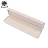 Beige Velvet Jewelry Display Case Wedding Ring Earrings Necklace Bracelet Storag