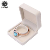 Beige Velvet Jewelry Display Case Wedding Ring Earrings Necklace Bracelet Storag
