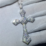 Big Cross Pendant Pave AAAAA cz Silver Statement Party Wedding Cross Pendant