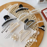 Big Pearl Hair Claw Hairpin Barrettes Hairgrip Hair Clips Crab Headwear
