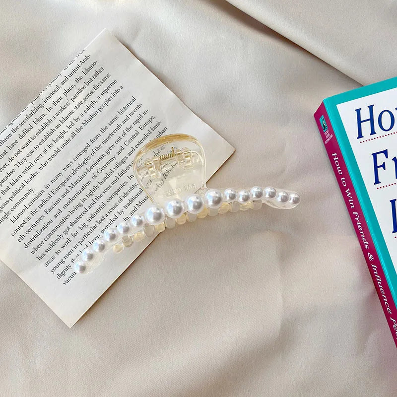 Big Pearl Hair Claw Hairpin Barrettes Hairgrip Hair Clips Crab Headwear