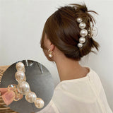 Big Pearl Hair Claw Hairpin Barrettes Hairgrip Hair Clips Crab Headwear