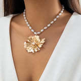 Rose Flower Choker Necklace for Women Bridal Goth Pearl Adjustable Chain Y2K