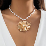 Rose Flower Choker Necklace for Women Bridal Goth Pearl Adjustable Chain Y2K