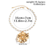 Rose Flower Choker Necklace for Women Bridal Goth Pearl Adjustable Chain Y2K