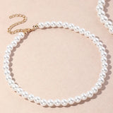 Pearl Beads Choker Chain Necklace Wedding
