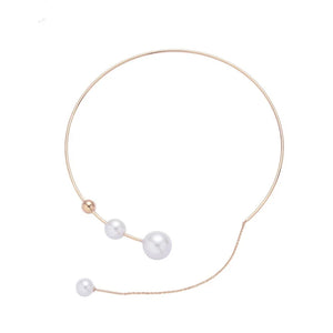 Big Pearl Choker Necklace Clavicle Chain Torques Necklace for Women