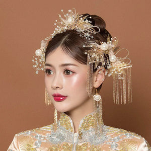 Birde Wedding Crown Hair Accessories Bridal Headpiece Pearl Crystal Tiara