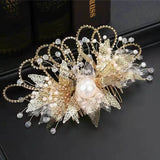Birde Wedding Crown Hair Accessories Bridal Headpiece Pearl Crystal Tiara