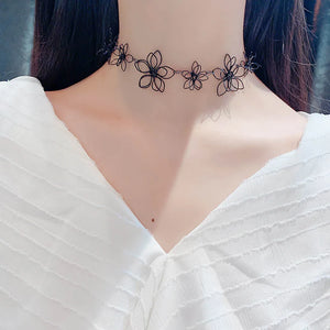 Flower Choker Necklace Hollow Floral Adjustable Chain Collar Women Jewelry