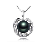 Pearl 5A Zircon Diamonds Pendant Necklace 925 Silver Jewelry