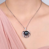 Pearl 5A Zircon Diamonds Pendant Necklace 925 Silver Jewelry