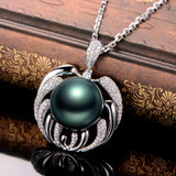 Pearl 5A Zircon Diamonds Pendant Necklace 925 Silver Jewelry