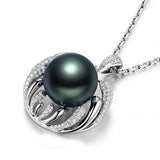Pearl 5A Zircon Diamonds Pendant Necklace 925 Silver Jewelry