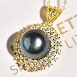 Pearl Gemstones Zircon Diamonds Pendant Necklace for Women 18k Filled