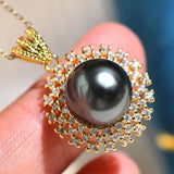 Pearl Gemstones Zircon Diamonds Pendant Necklace for Women 18k Filled