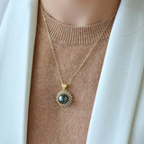 Pearl Gemstones Zircon Diamonds Pendant Necklace for Women 18k Filled