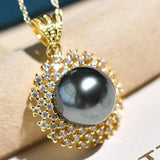 Pearl Gemstones Zircon Diamonds Pendant Necklace for Women 18k Filled