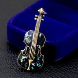 Black/White Violin Enamel Bronze Brooches Unisex Gothic Musical Instruments