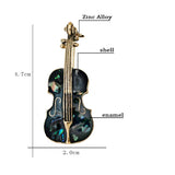 Black/White Violin Enamel Bronze Brooches Unisex Gothic Musical Instruments
