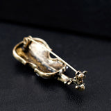 Black/White Violin Enamel Bronze Brooches Unisex Gothic Musical Instruments