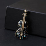 Black/White Violin Enamel Bronze Brooches Unisex Gothic Musical Instruments