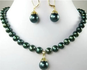 Tahitian Pearl Necklace Pendant Earring Set