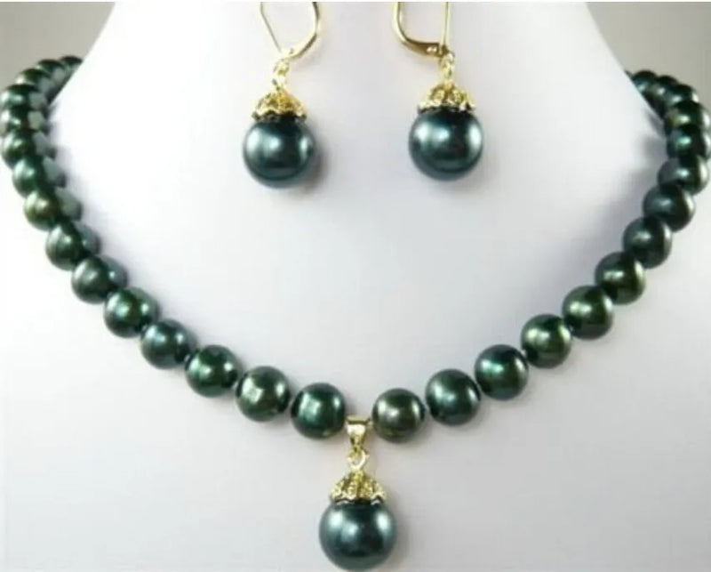 Tahitian Pearl Necklace Pendant Earring Set