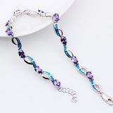 Opal Purple CZ Bracelets Women Big Jewelry Bangle SL239